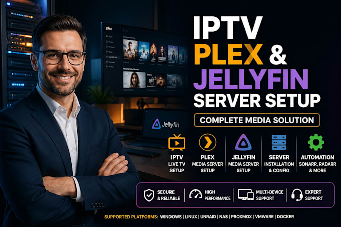 build a automated plex or jellyfin media server with iptv
