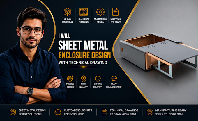 design a custom sheet metal enclosure in solidworks for laser cutting