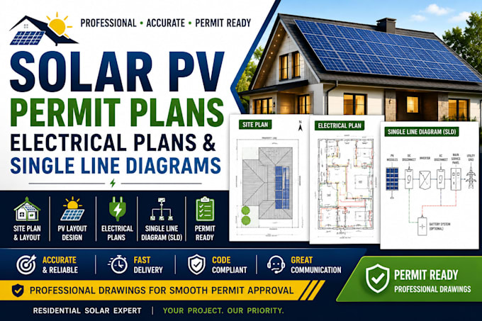 design solar permit drawings, electrical plans and single line diagrams