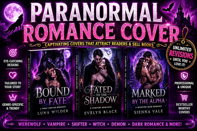 design a stunning paranormal romance book cover design