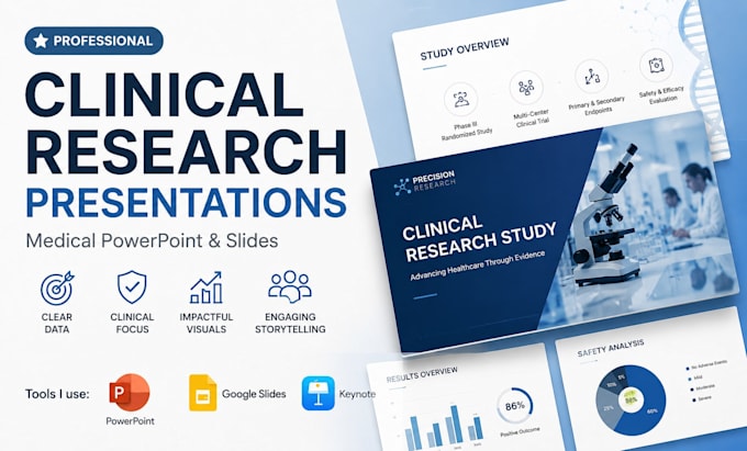 design clinical research presentation, medical powerpoint, slides