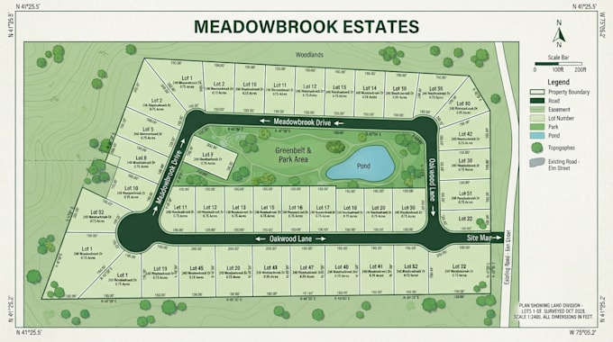 design a real estate map, property map, or land boundary plot map