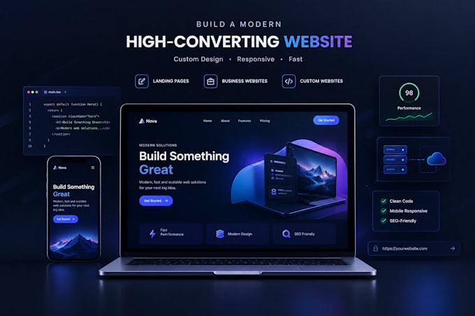 build a custom responsive website with clean code and deployment