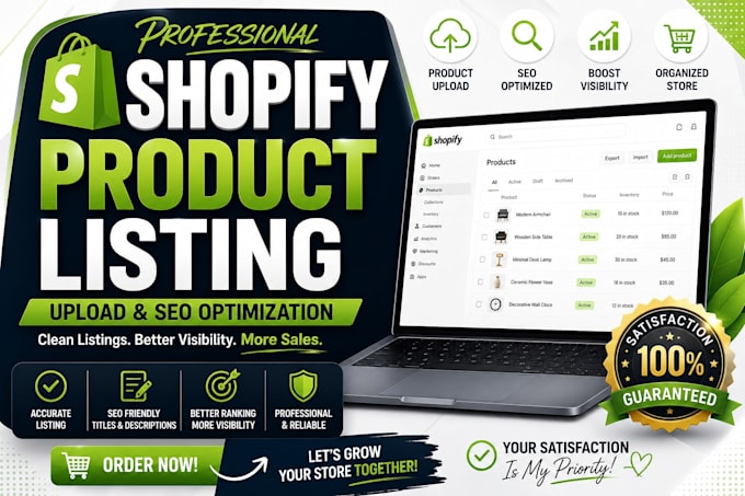 import or upload bulk products to shopify store, product listing and product SEO
