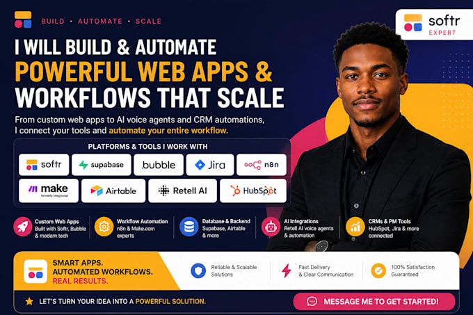 do softr web app supabase bubble io jira n8n make com airtable retell ai hubspot