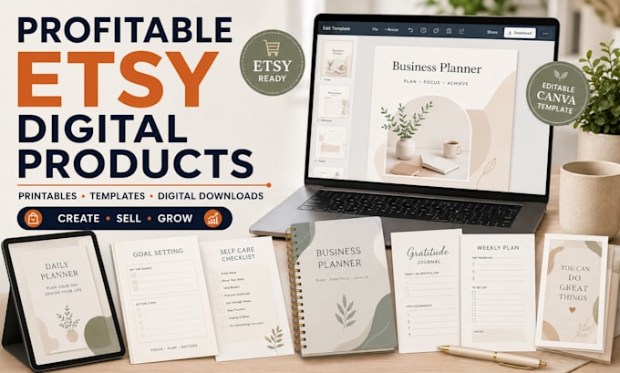 create profitable etsy digital products printables and templates