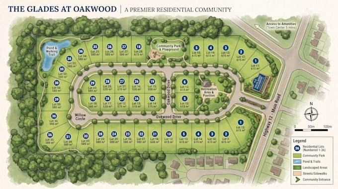 redraw subdivision plan, lot plan, site plan for marketing
