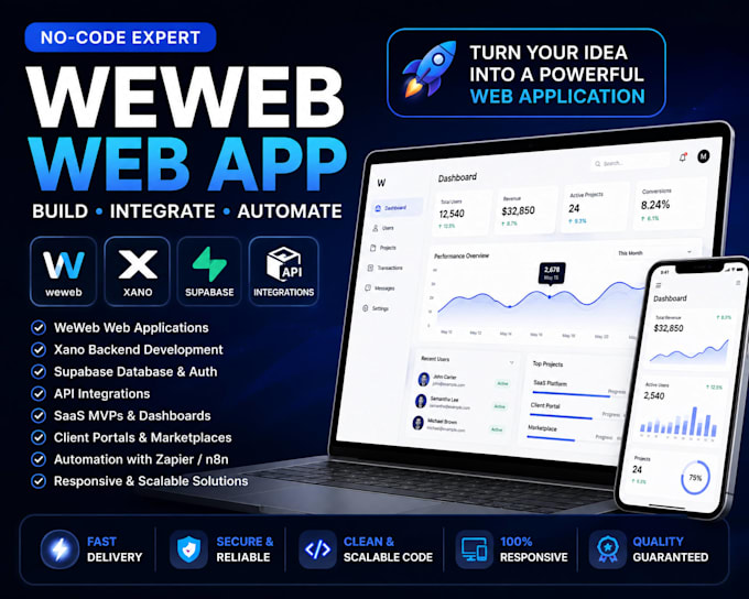 build a weweb web app with xano supabase and API integrations