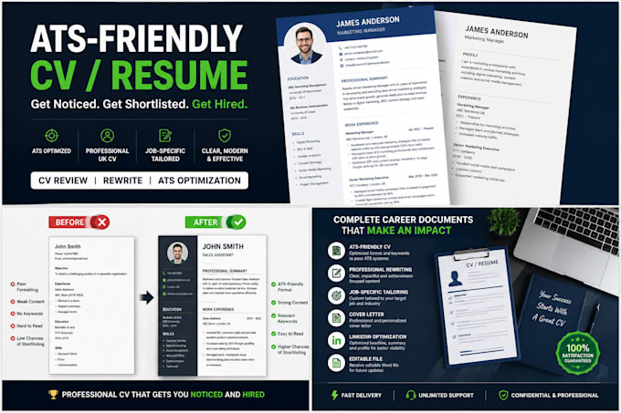 create an ats friendly CV resume for UK job applications