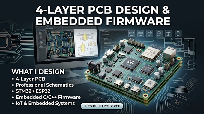 design 4 layer pcb, schematic and embedded firmware