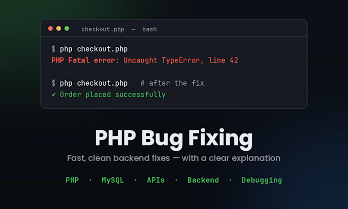 fix your PHP bugs, mysql errors and backend issues fast