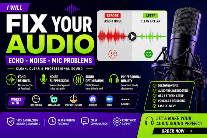 fix microphone echo noise and audio issues for streaming and recording