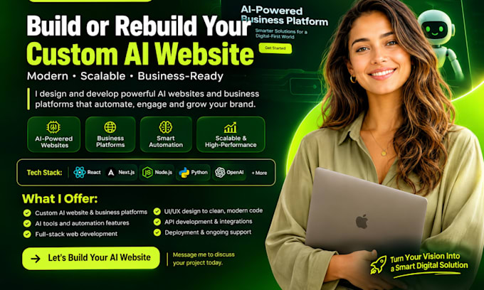 build or rebuild custom ai website, business ai website as ai web developer