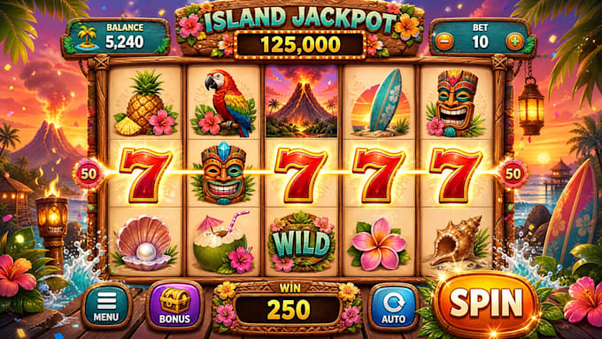 design stunning slots game ui graphic and animation