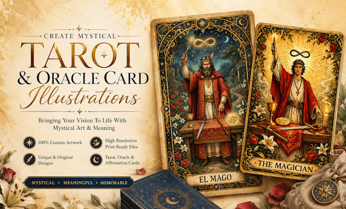 create mystical tarot and oracle card illustrations