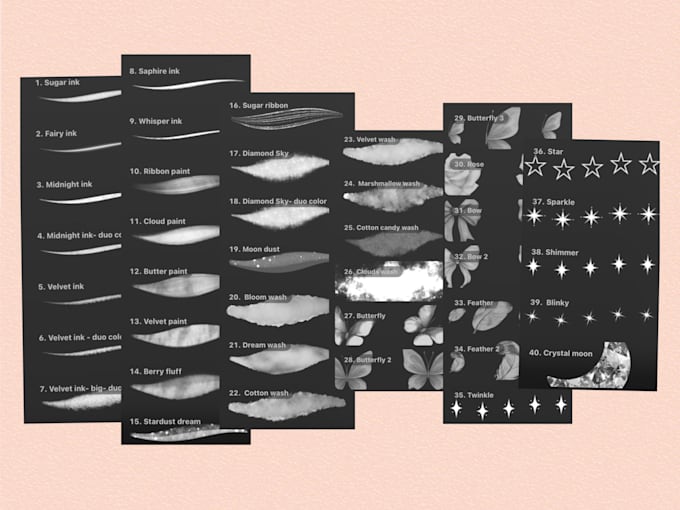 provide my handmade cotton candy procreate brush collection