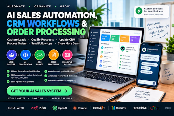 build ai sales automation, CRM workflows and order processing