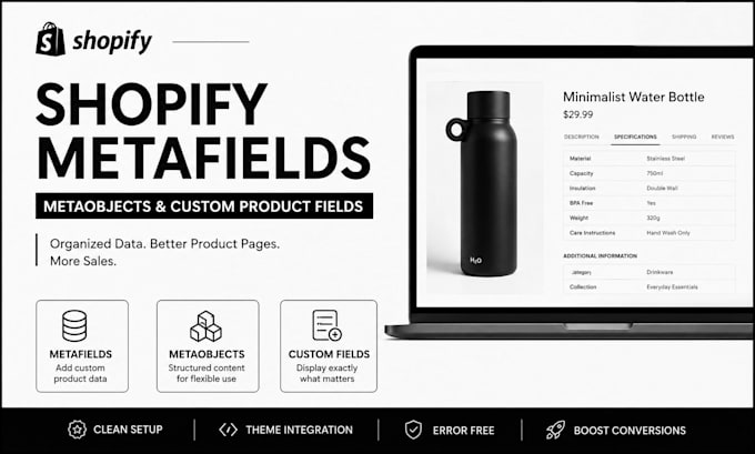 customize shopify metafields, metaobjects and custom product fields