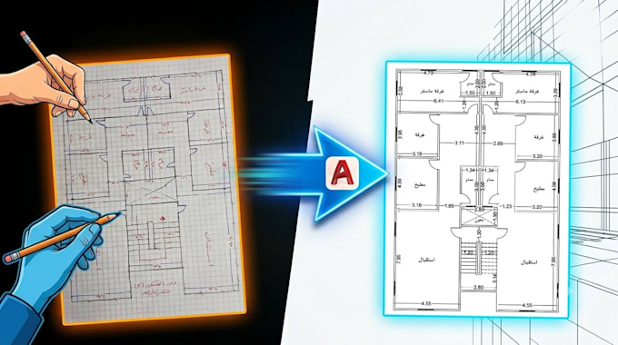 convert PDF, image, hand sketch to editable autocad dwg plan