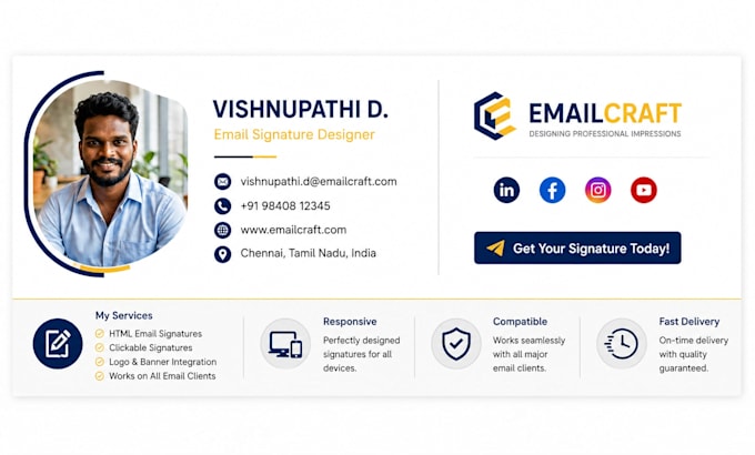 design a stunning, responsive HTML email signature