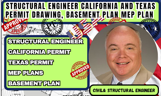 structural engineer california and texas permit drawing, basement plan mep plan