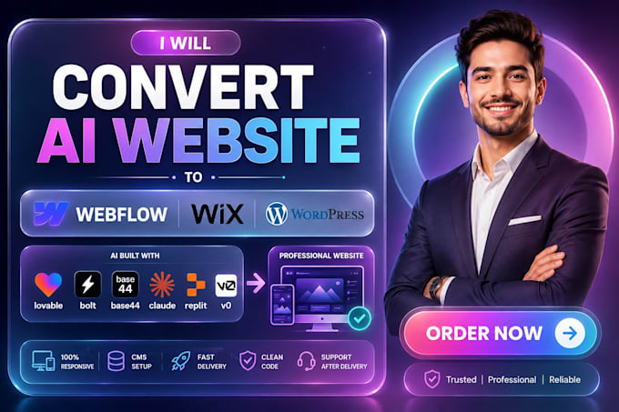 convert lovable bolt base44 claude replit v0 ai website to webflow wix wordpress