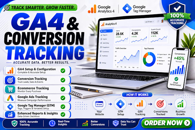 set up ga4 google analytics 4 and GTM conversion tracking for your website