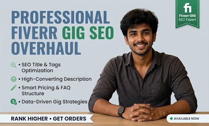 write complete fiverr gig SEO title, tags, description, faqs for optimization