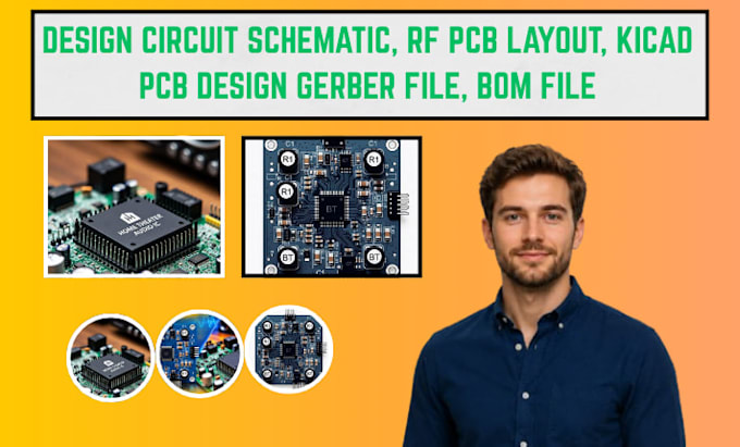 design circuit schematic, rf pcb layout, kicad pcb design gerber file, bom file