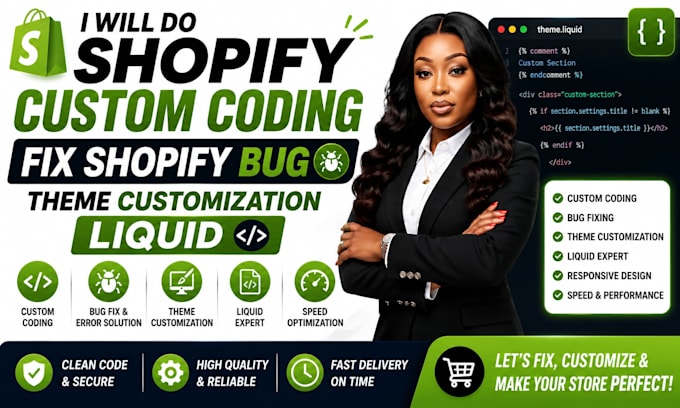 do shopify custom coding fix shopify bug, theme customization liquid