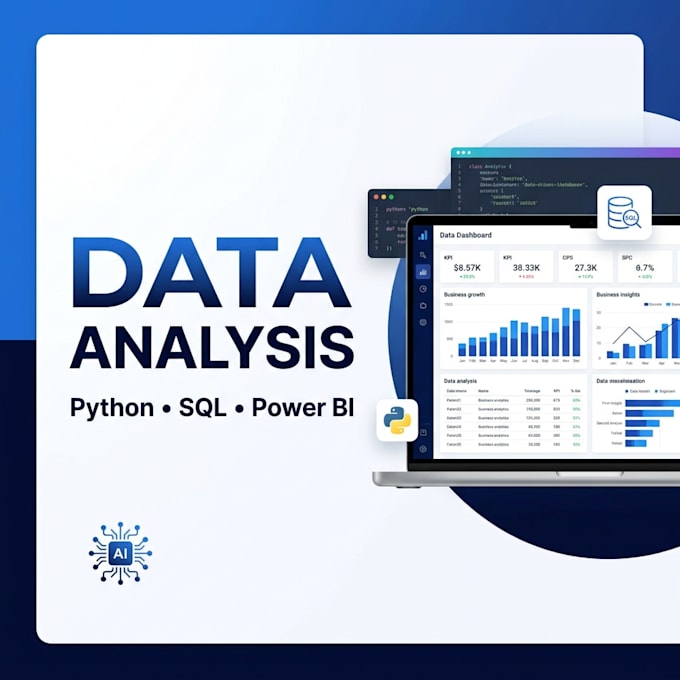 do data analysis, sql, python and power bi dashboards