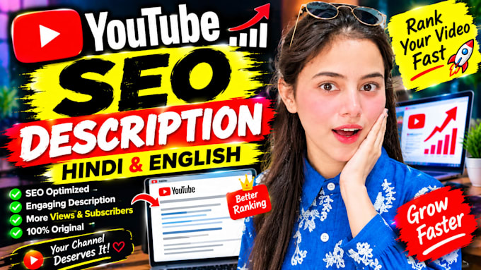 write SEO youtube description in hindi and english