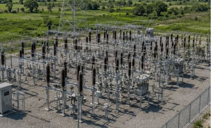 create a 3d electrical substation model and rendering