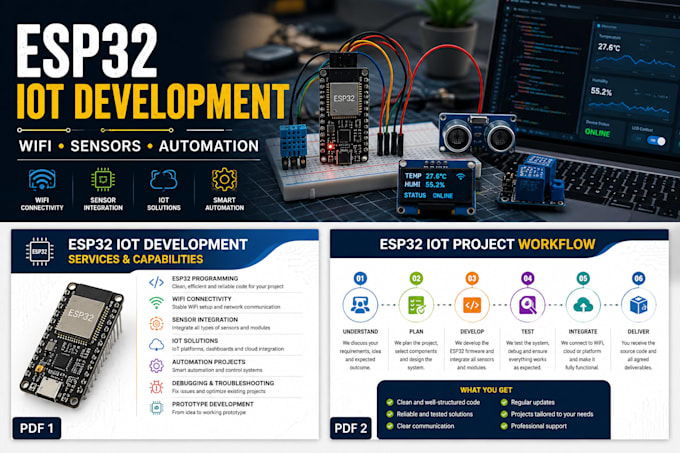 develop esp32 iot projects with sensors and wifi