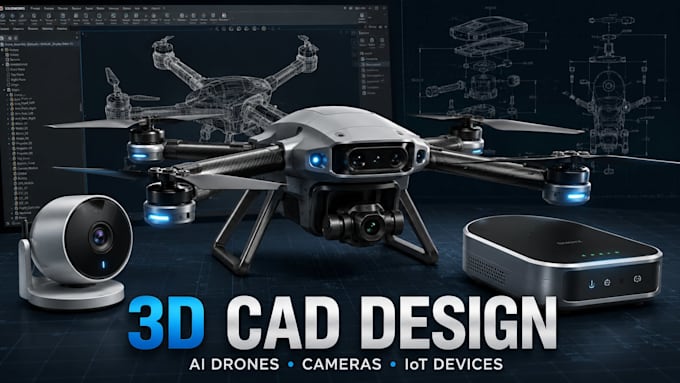 3d cad deisgn for ai drone camera electronic iot device prototype in fusion 360