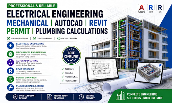 electrical engineering mechanical autocad revit permit drawings website design