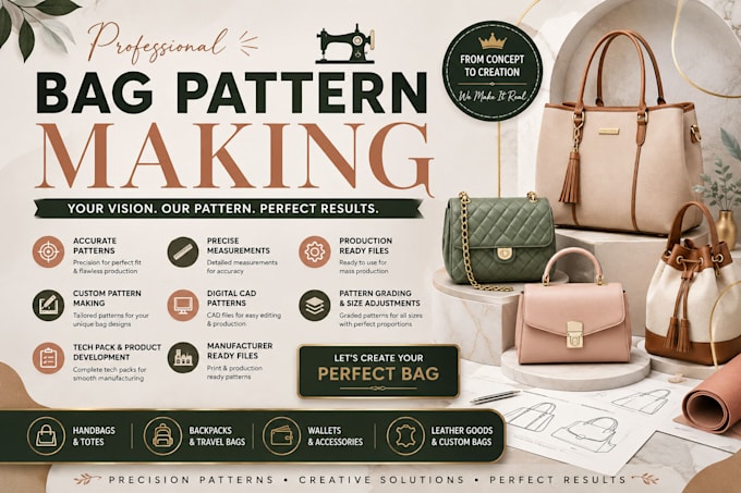 create digital handbag backpack totes bag sewing pattern design and techpack pdf
