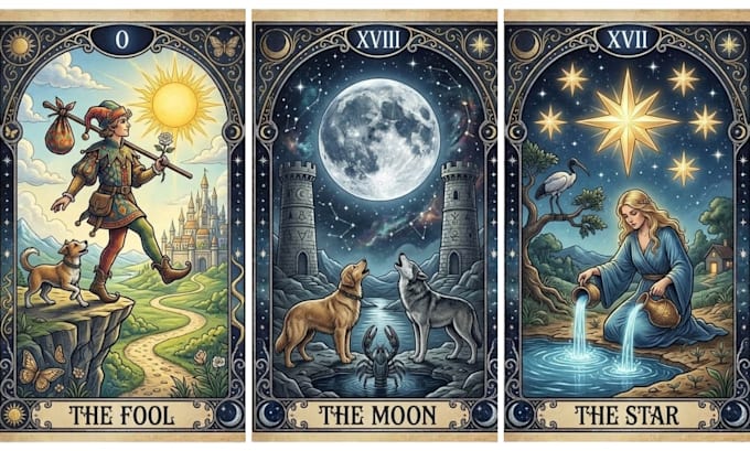 design custom tarot and oracle card deck illustrations