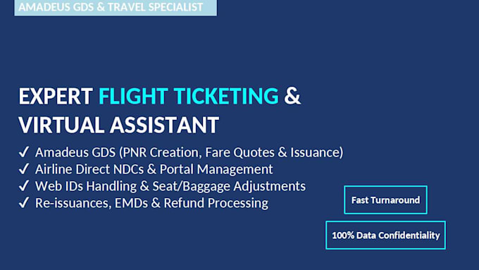 be your amadeus flight ticketing agent and travel virtual assistant