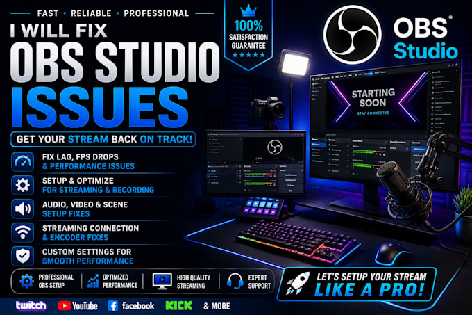 fix obs studio streaming recording and audio issues