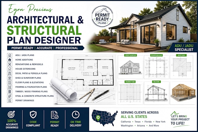 do structural drawing, foundation plan, porch drawing and site plan for tx oh ca