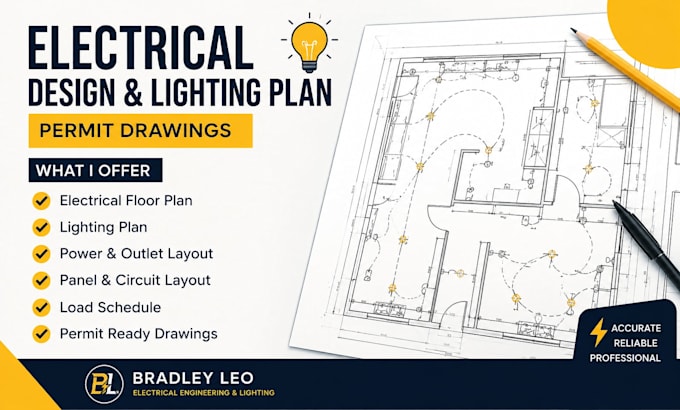 design electrical plans, lighting plans, and permit drawings