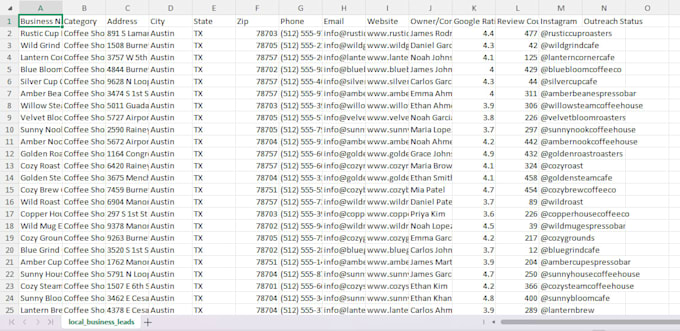scrape google maps for targeted local business leads in excel