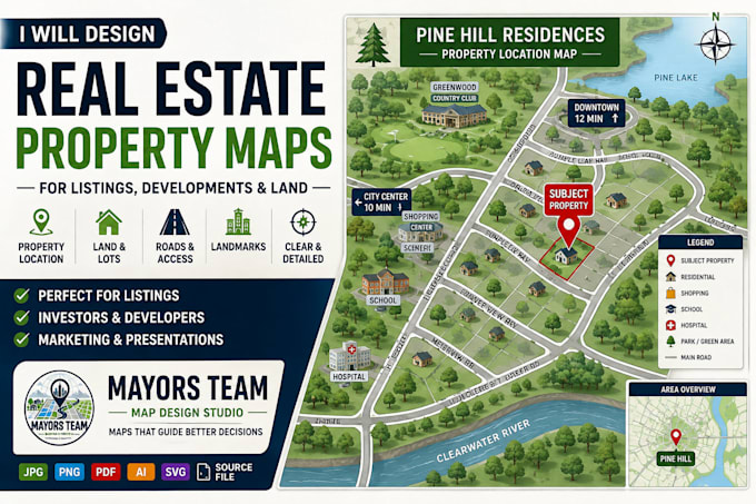 design real estate property maps for listings developments and land