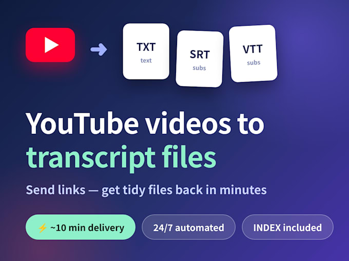extract youtube transcripts and subtitle files