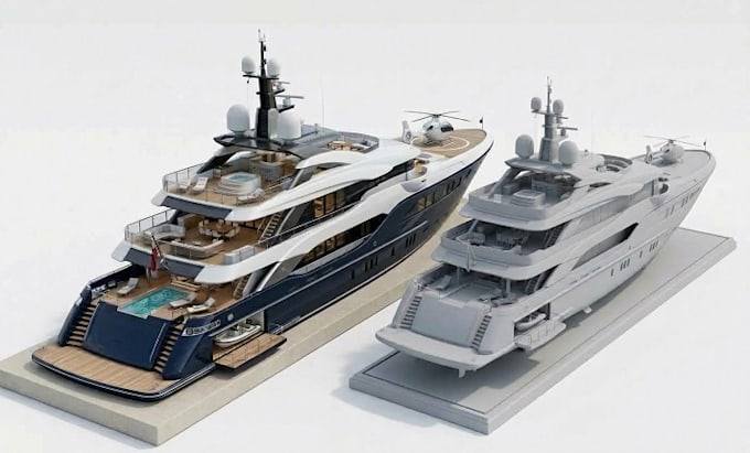create a custom 3d ship yacht boat vessel and marine model and watercraft model
