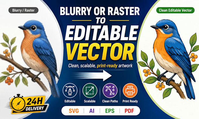 vectorize your blurry or raster illustration into an editable vector
