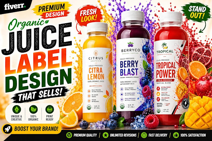 design professional juice and beverage labels