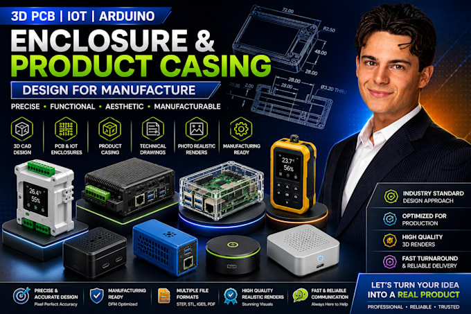 3d pcb iot arduino enclosure design 3d product casing rendering for manufacture