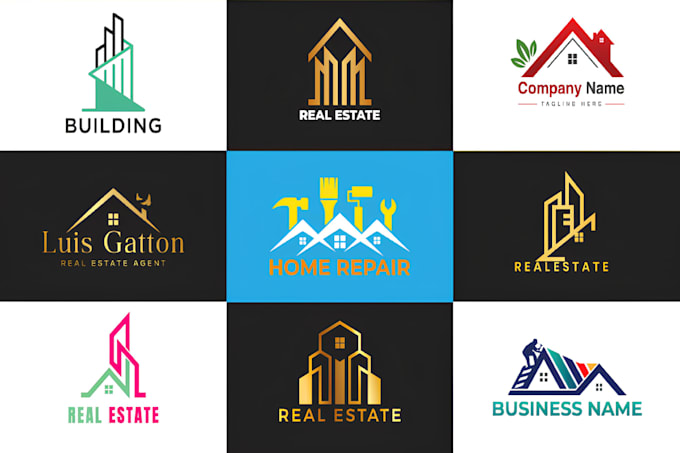 do modern real estate, construction and property logo design